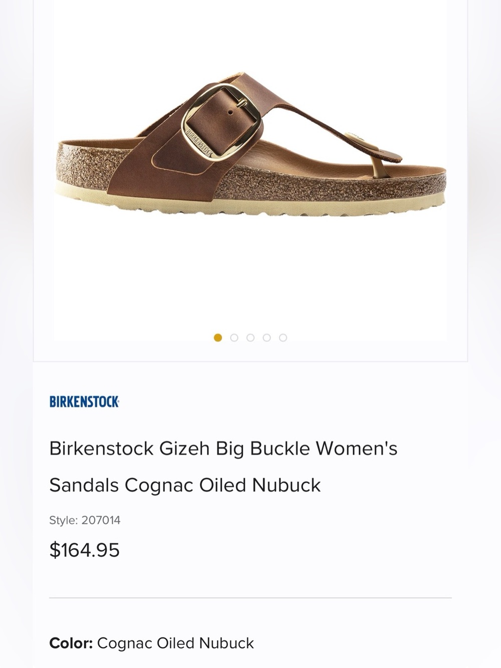 Birkenstock Cognac Leather Gizeh Big Buckle Thong Sandal - Picture 4 of 14